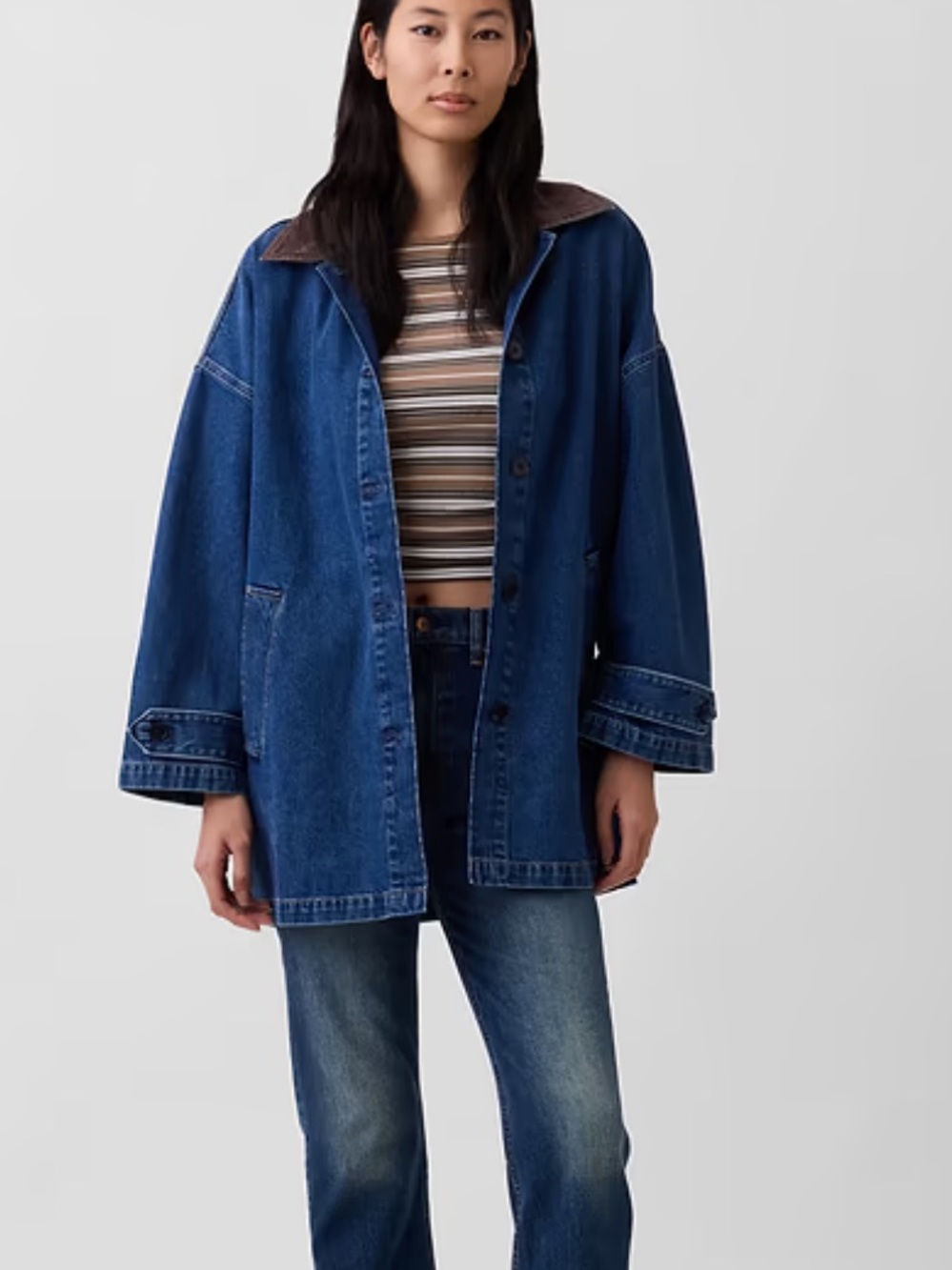 GAP Oversized Denim Car Coat M / L NWT Denim Corduroy Jacket Chore Barn Jean